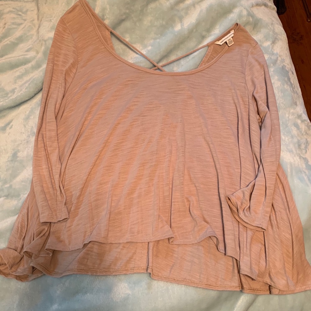 AE Quarter Sleeve Criss Cross Back Dolman Shirt